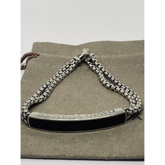 David Yurman Other - David Yurman Sterling Silver & Onyx ID Bracelet Double Box Chain Link 8.5”
